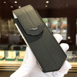 Bao Da Vertu gấp Da Bê đen khuy thép Bao Da Vertu gấp Da Bê đen khuy thép