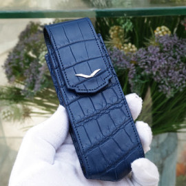 Bao Da Vertu Signature S cá sấu xanh navy Bao Da Vertu Signature S cá sấu xanh navy