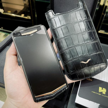 Vertu Aster P Black Alligator Gold Diamond New