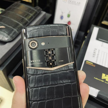 Vertu Aster P Black Alligator Gold Diamond New